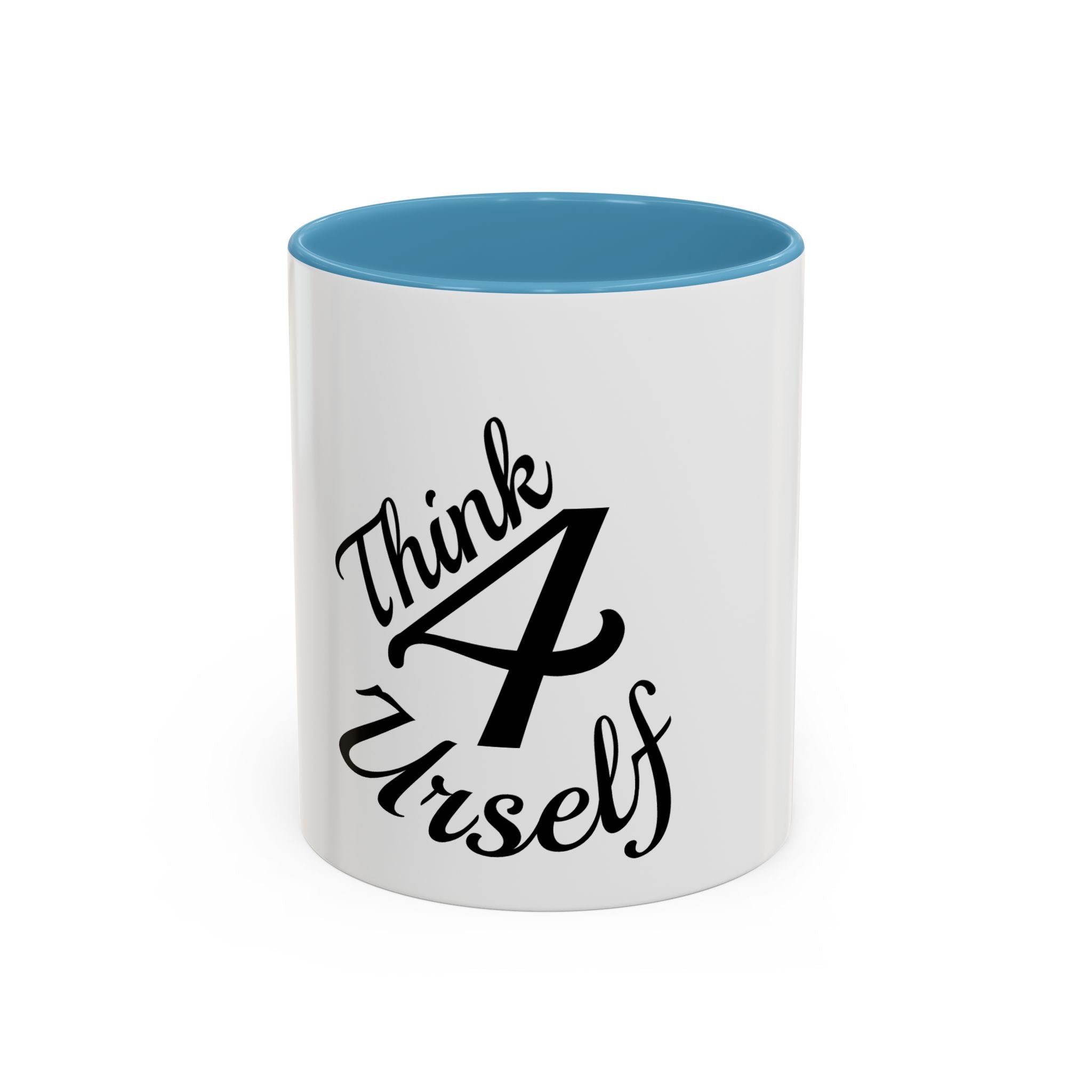 Think 4 Urself Accent Coffee Mug — Motivational Black & White Ceramic Mug