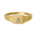 Gold Stainless Steel Square Signet Ring — Engraved Personalized Band