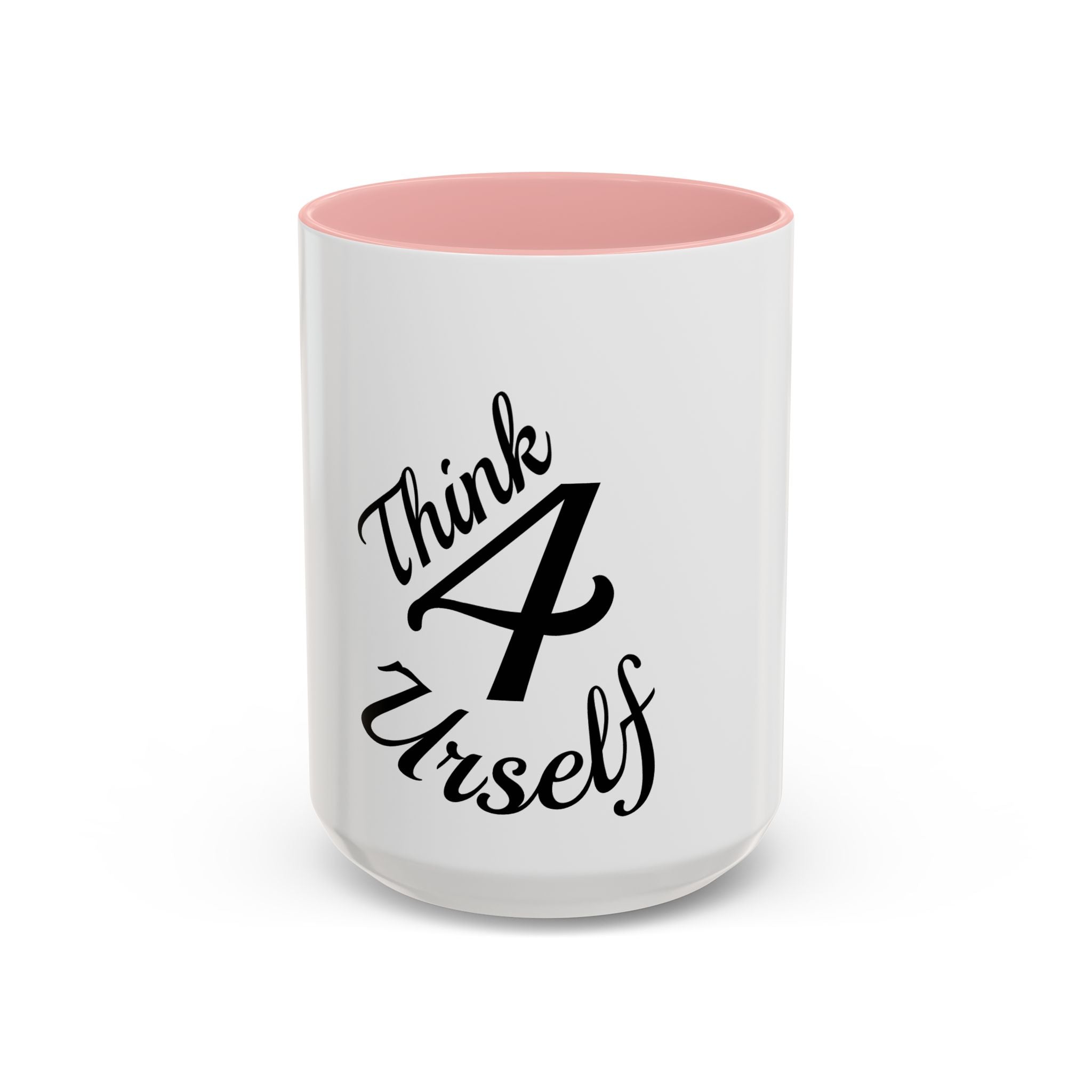 Think 4 Urself Accent Coffee Mug — Motivational Black & White Ceramic Mug