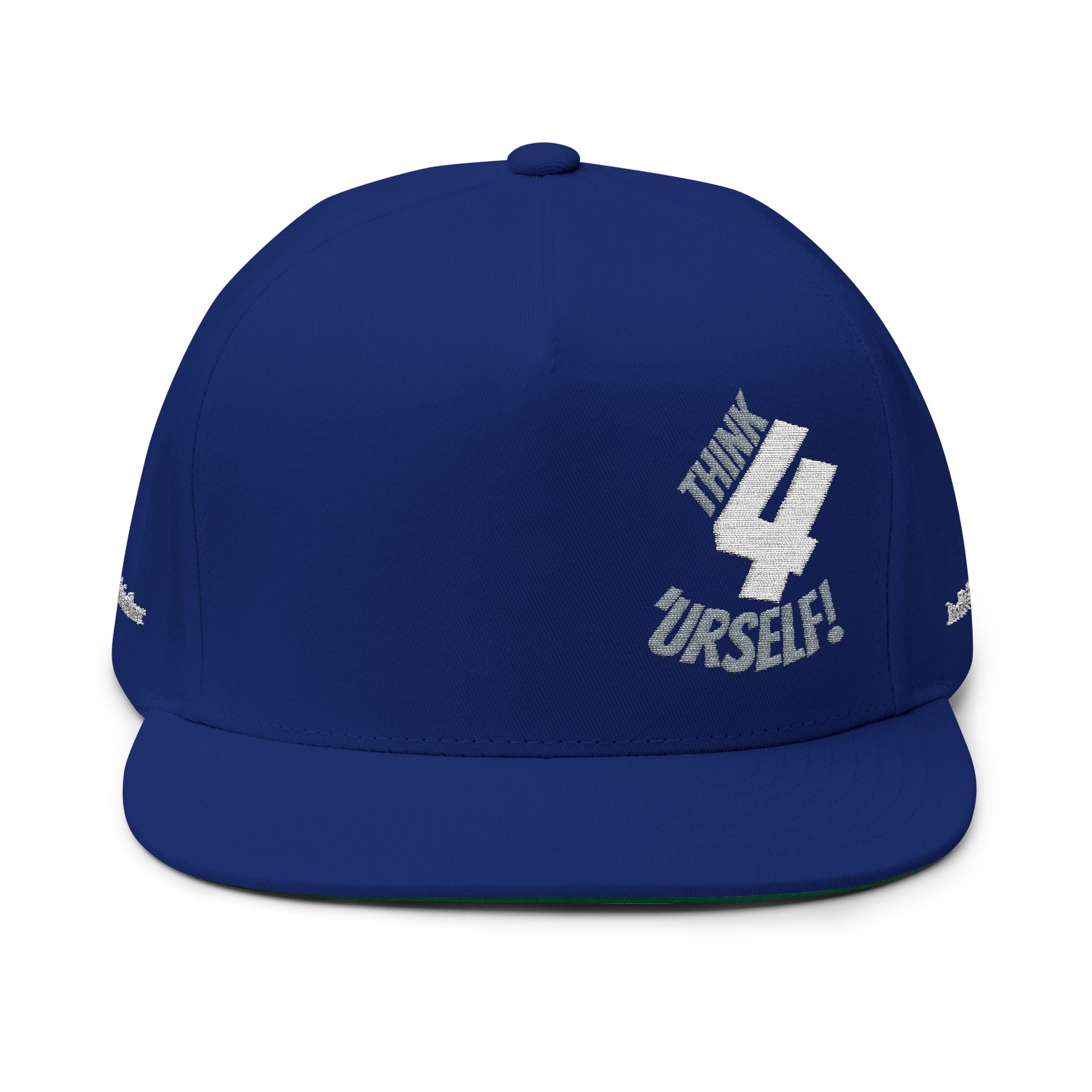 Expression of Calmness Flat Bill Cap — Embroidered "Think 4 'Urself!" Snapback