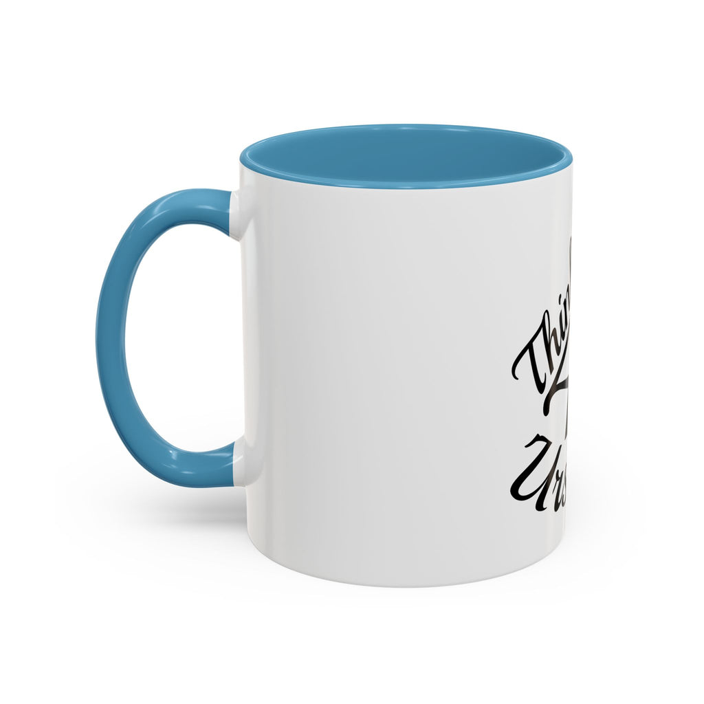 Think 4 Urself Accent Coffee Mug — Motivational Black & White Ceramic Mug