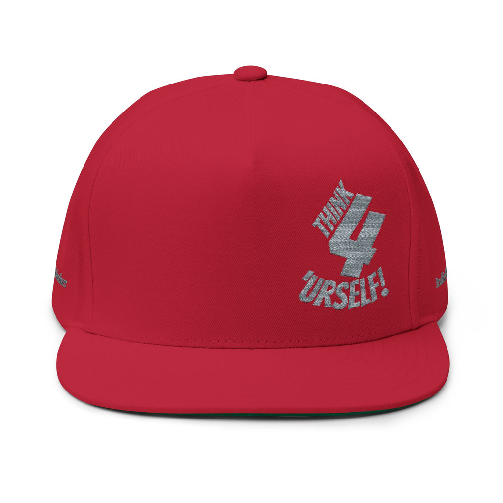 Expression of Warmth Flat Bill Cap — Embroidered "Think 4 'Urself!" Snapback