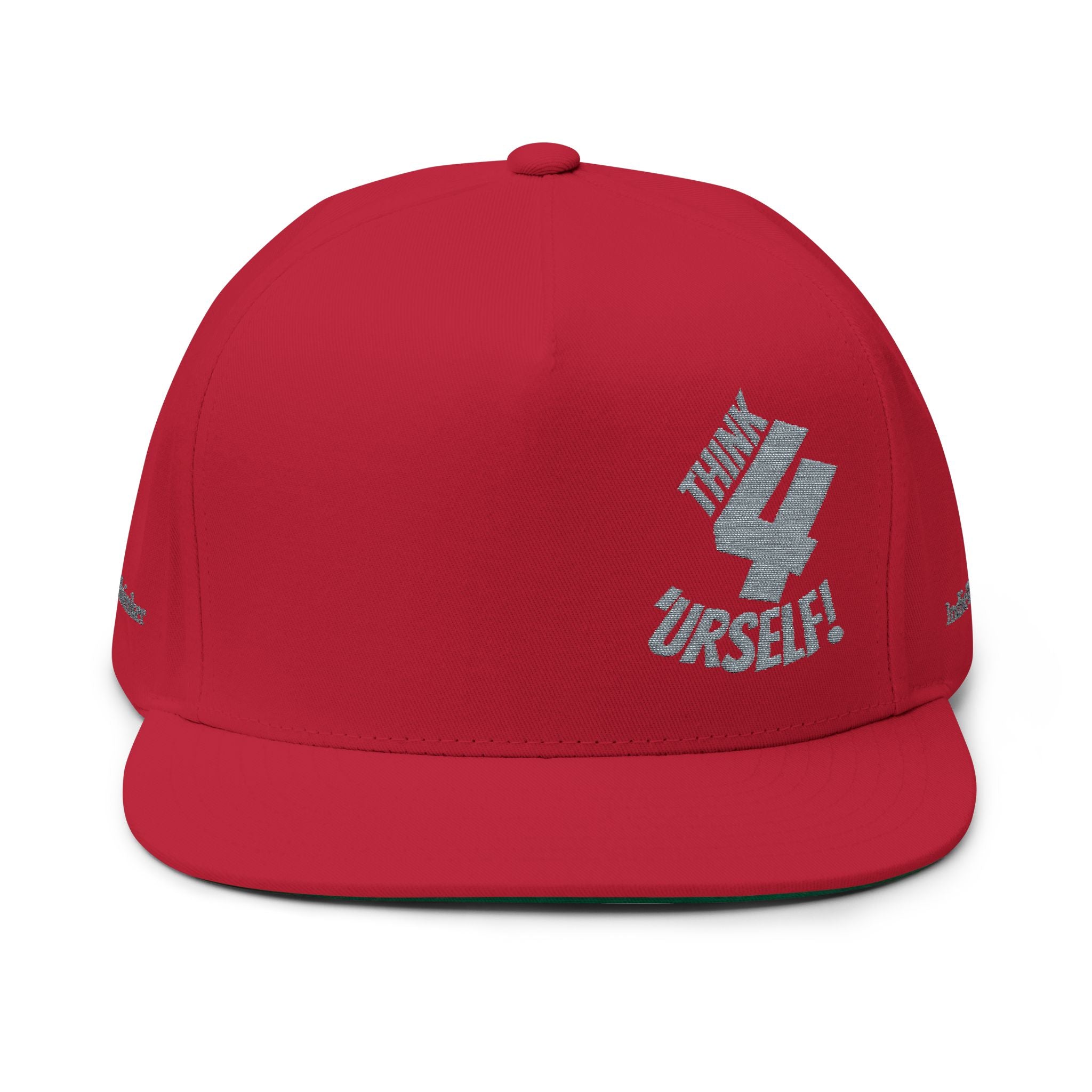 Expression of Warmth Flat Bill Cap — Embroidered "Think 4 'Urself!" Snapback