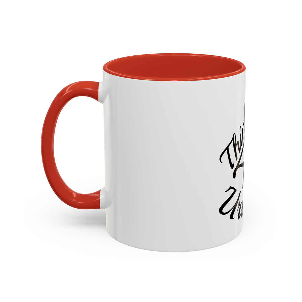 Think 4 Urself Accent Coffee Mug — Motivational Black & White Ceramic Mug