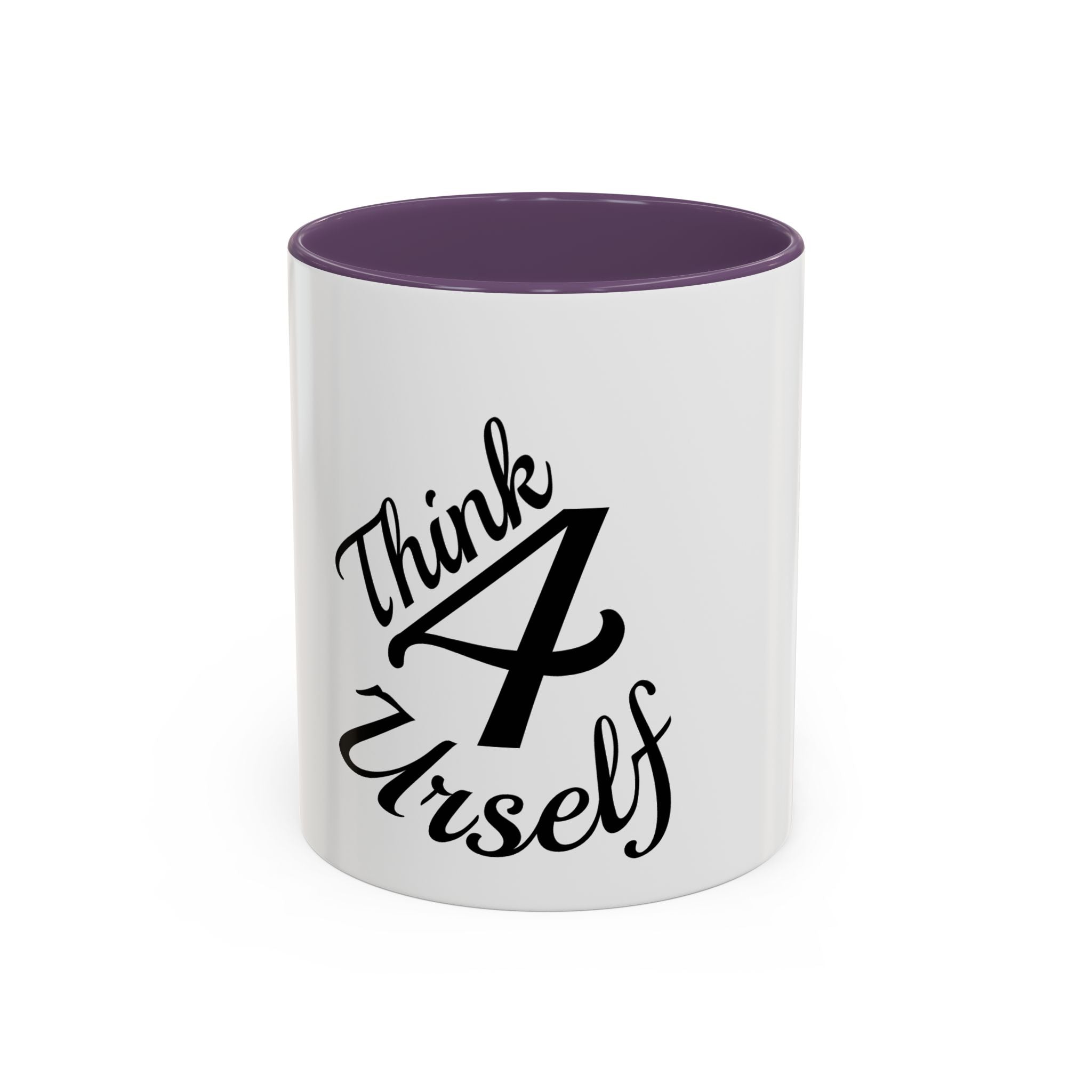 Think 4 Urself Accent Coffee Mug — Motivational Black & White Ceramic Mug