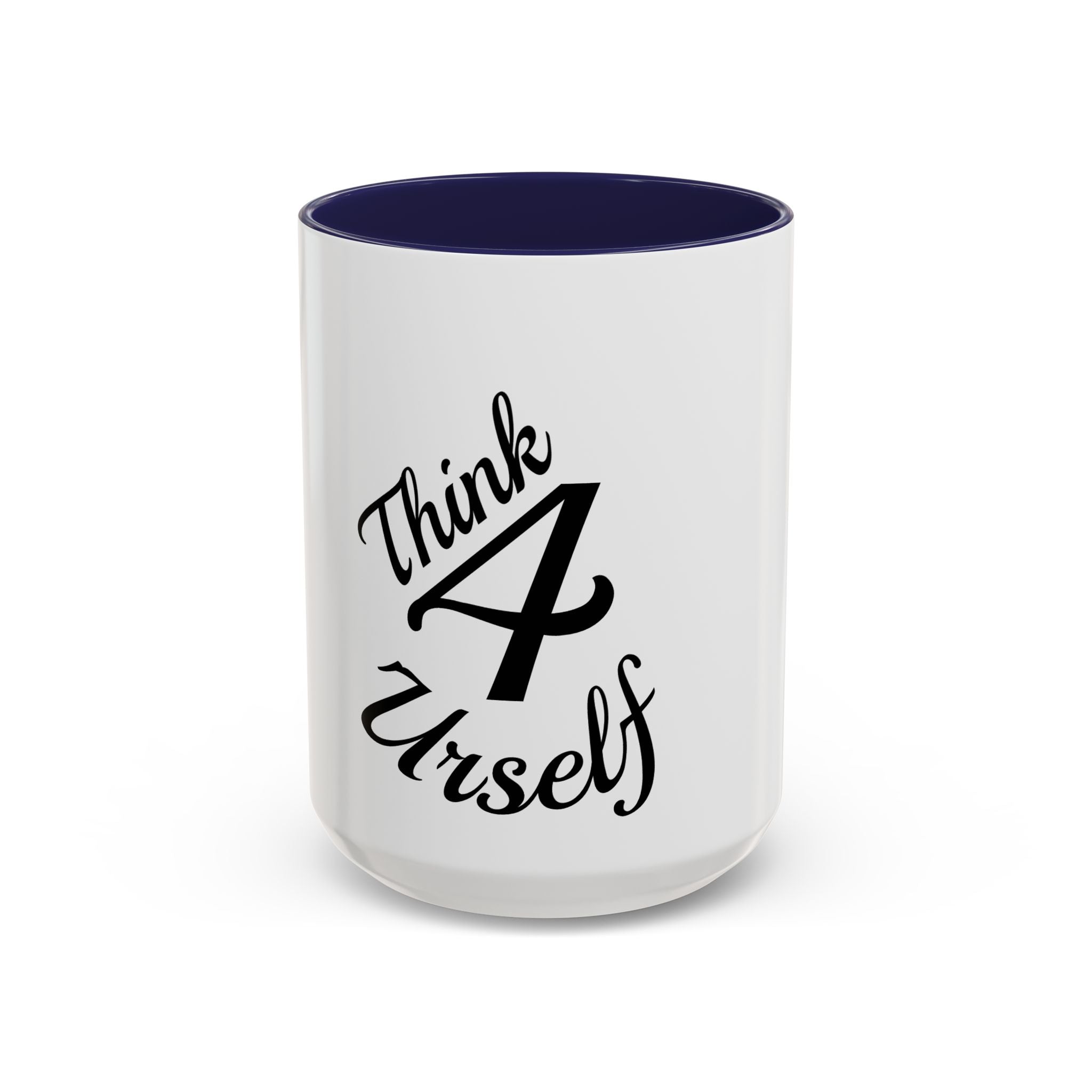 Think 4 Urself Accent Coffee Mug — Motivational Black & White Ceramic Mug