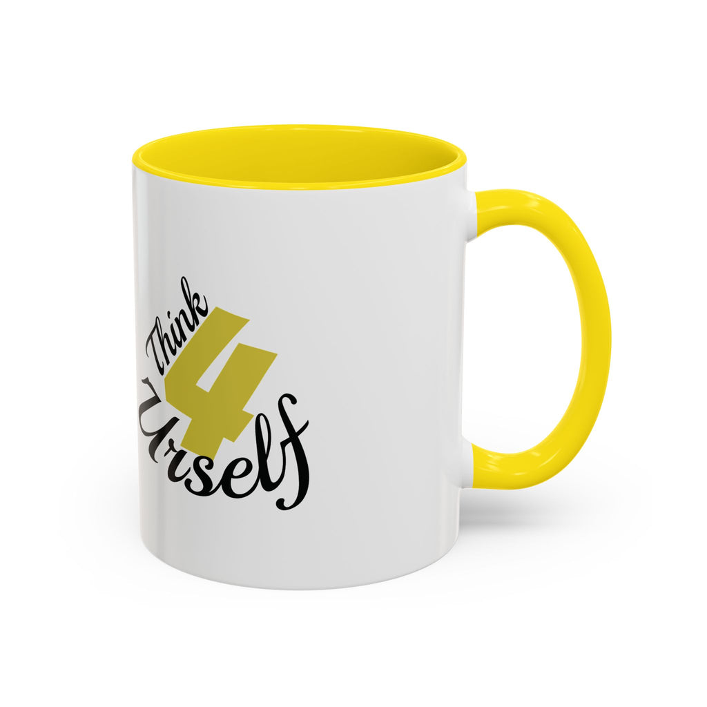 Think 4 Urself Accent Coffee Mug — Motivational Black & White Ceramic Mug