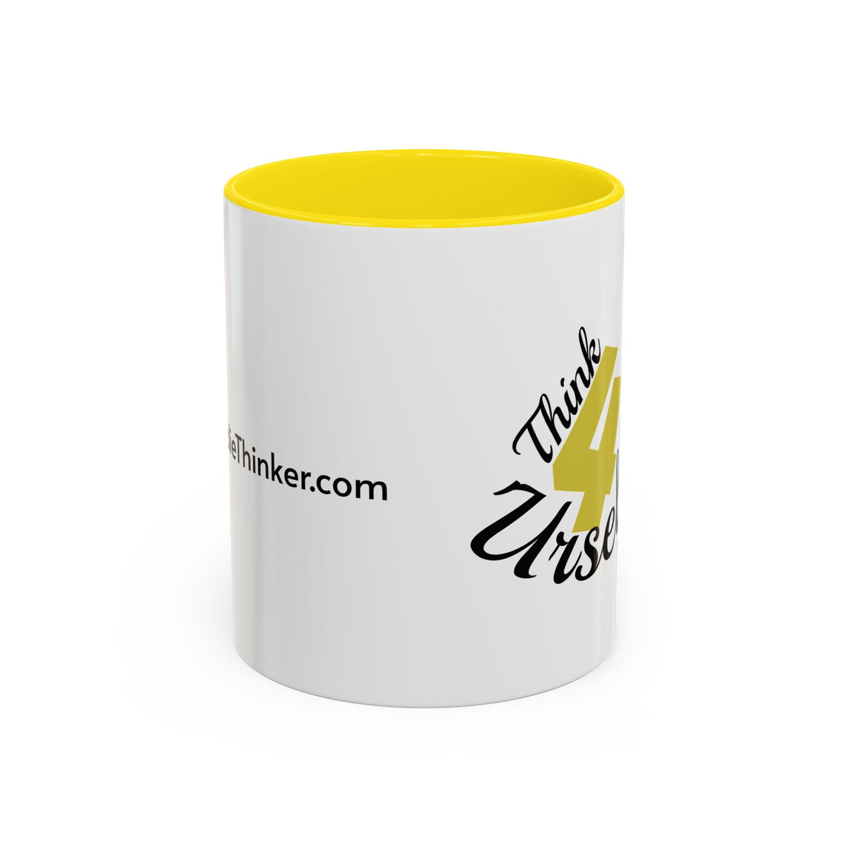Think 4 Urself Accent Coffee Mug — Motivational Black & White Ceramic Mug