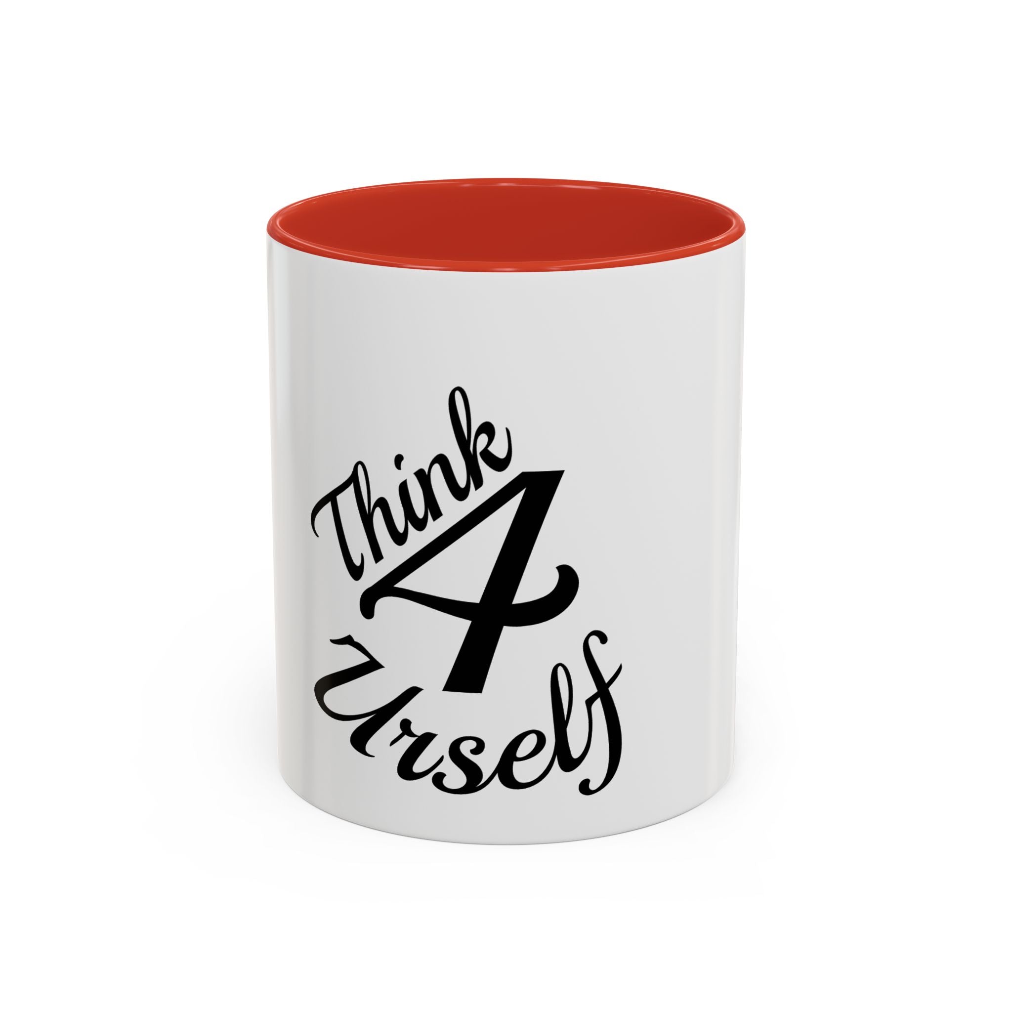 Think 4 Urself Accent Coffee Mug — Motivational Black & White Ceramic Mug