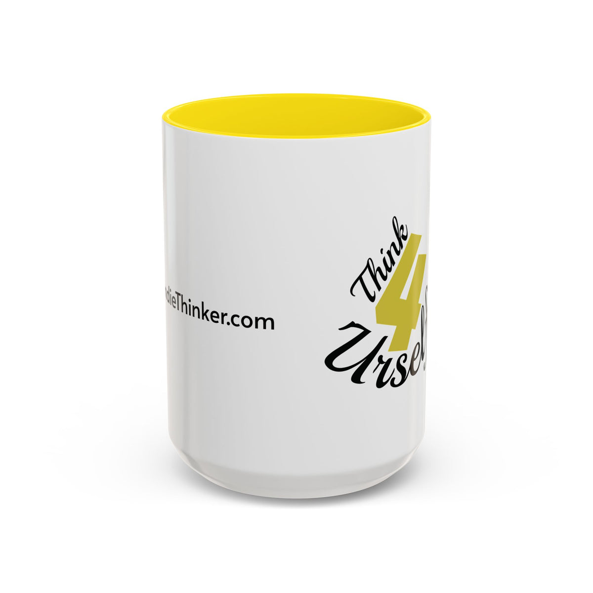 Think 4 Urself Accent Coffee Mug — Motivational Black & White Ceramic Mug