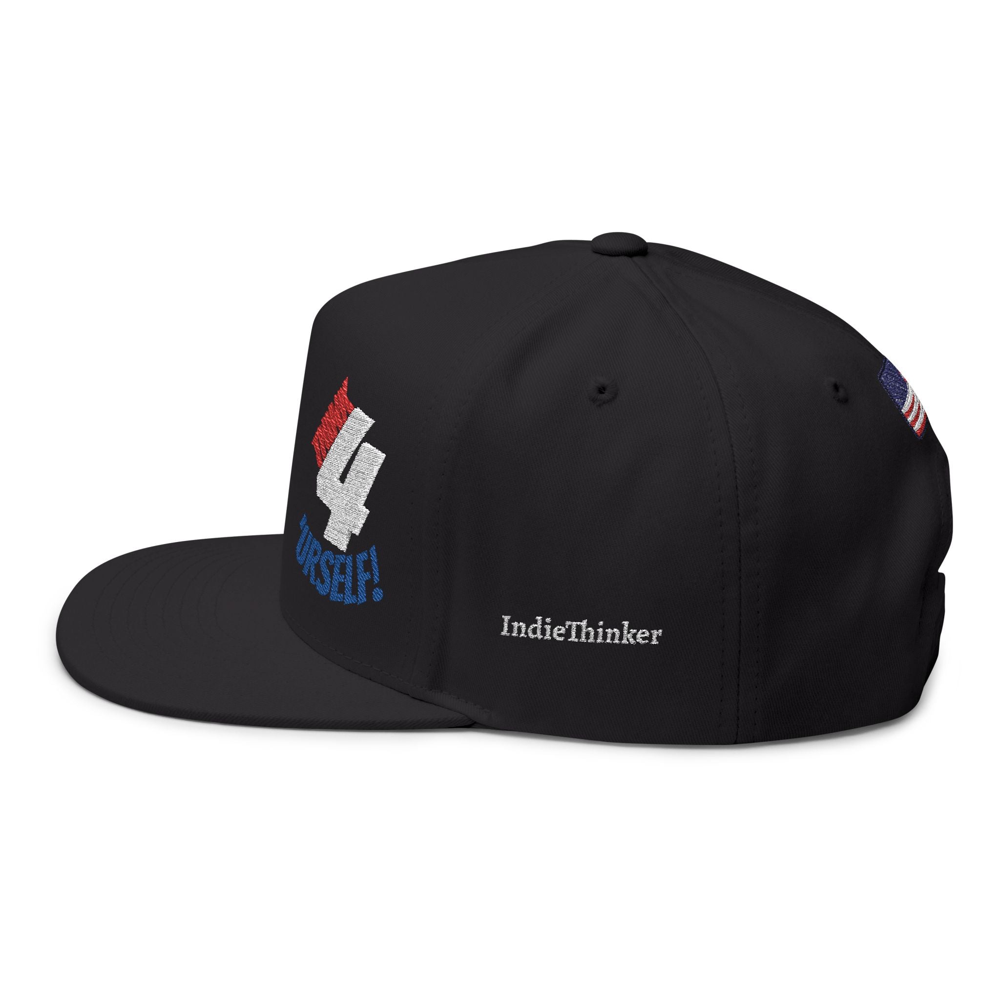 Expression of Freedom Flat Bill Cap — Embroidered "Think 4 'Urself!" Snapback