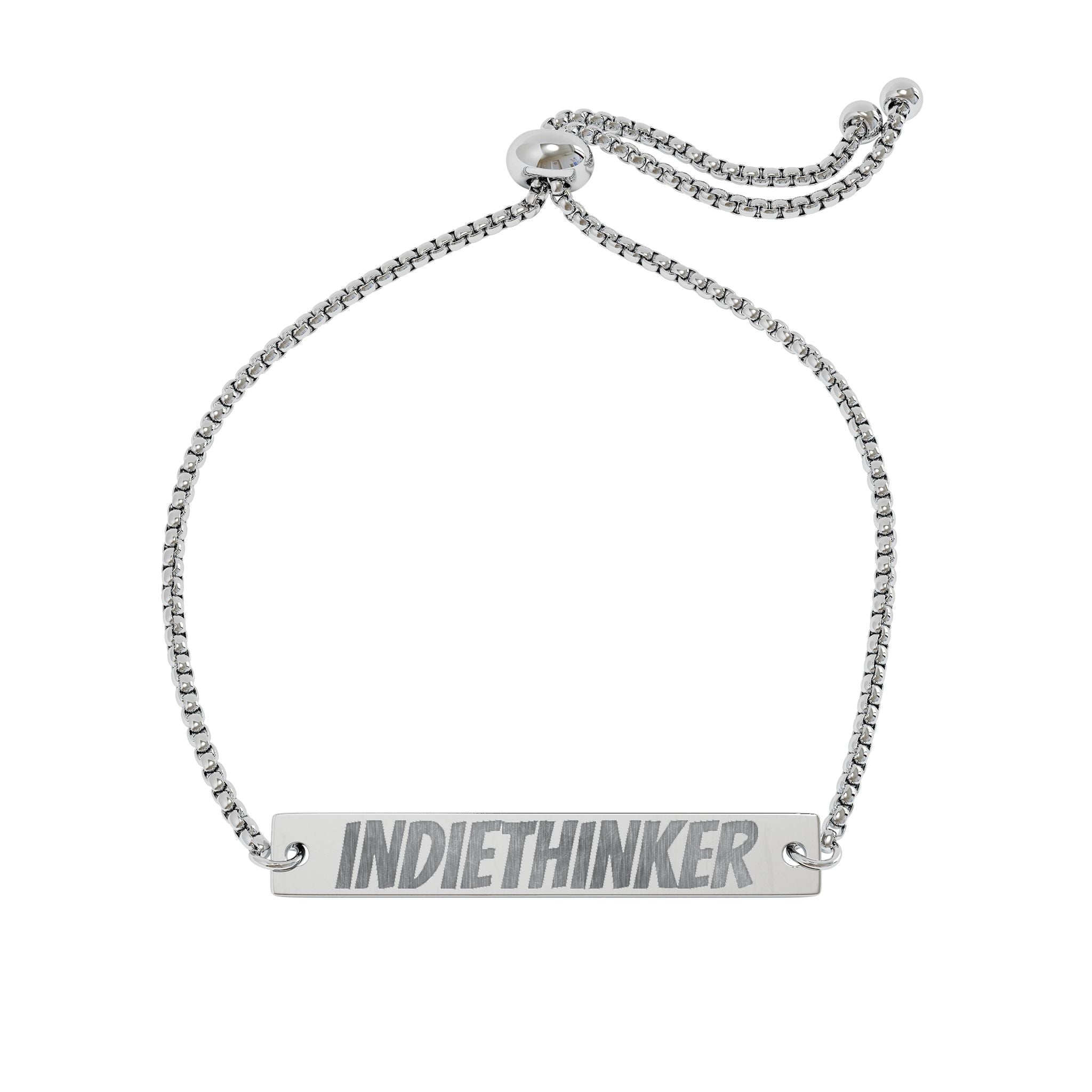 Copy of Engravable Flat Bar Bracelet — "INDIE THINKER" Adjustable Personalized Bracelet