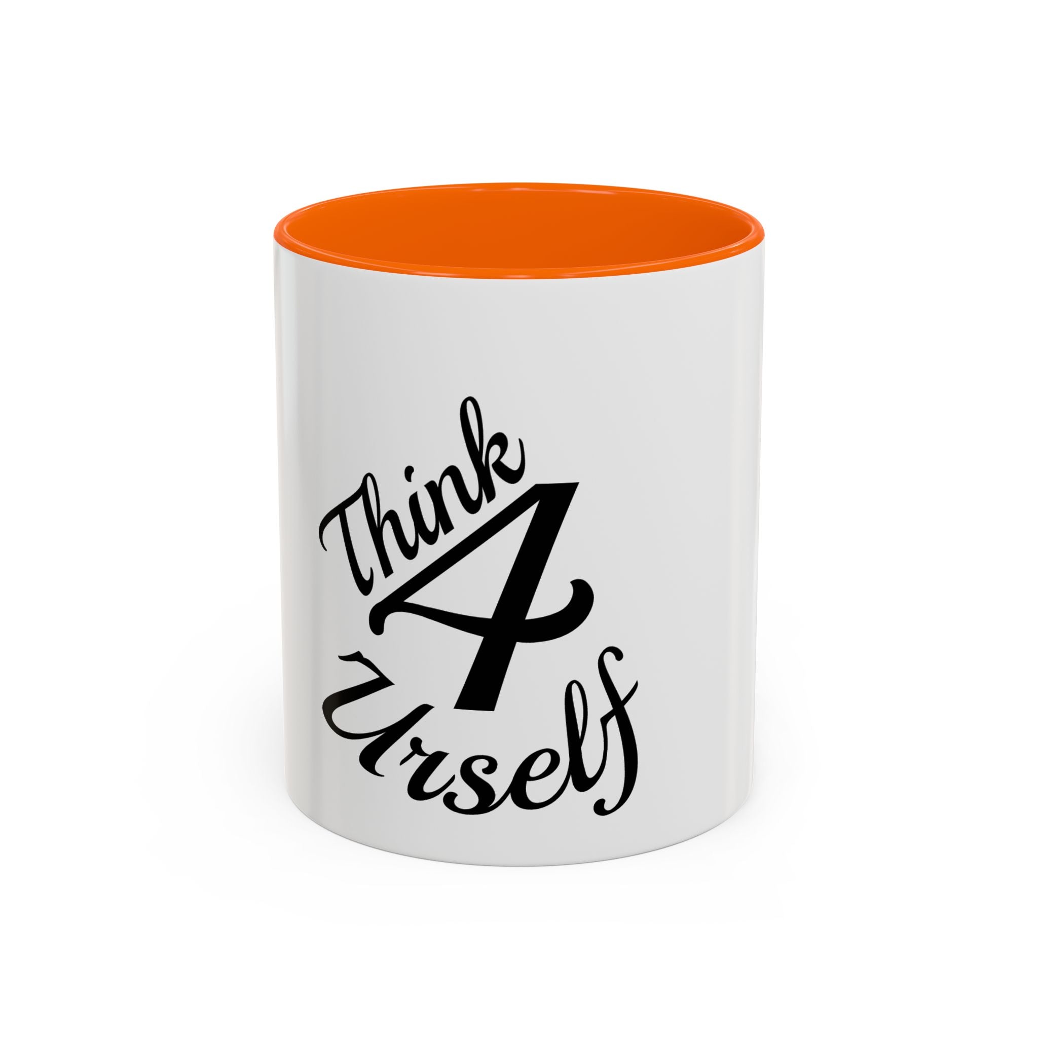 Think 4 Urself Accent Coffee Mug — Motivational Black & White Ceramic Mug
