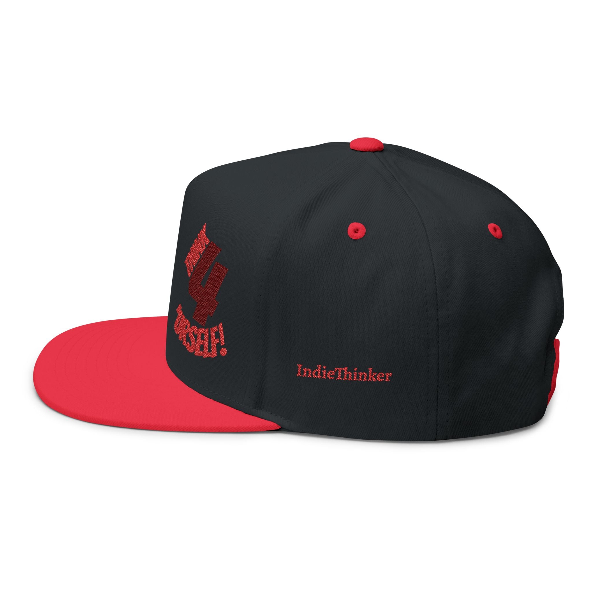 Flat Bill Cap — Embroidered "Think 4 'Urself!" Snapback