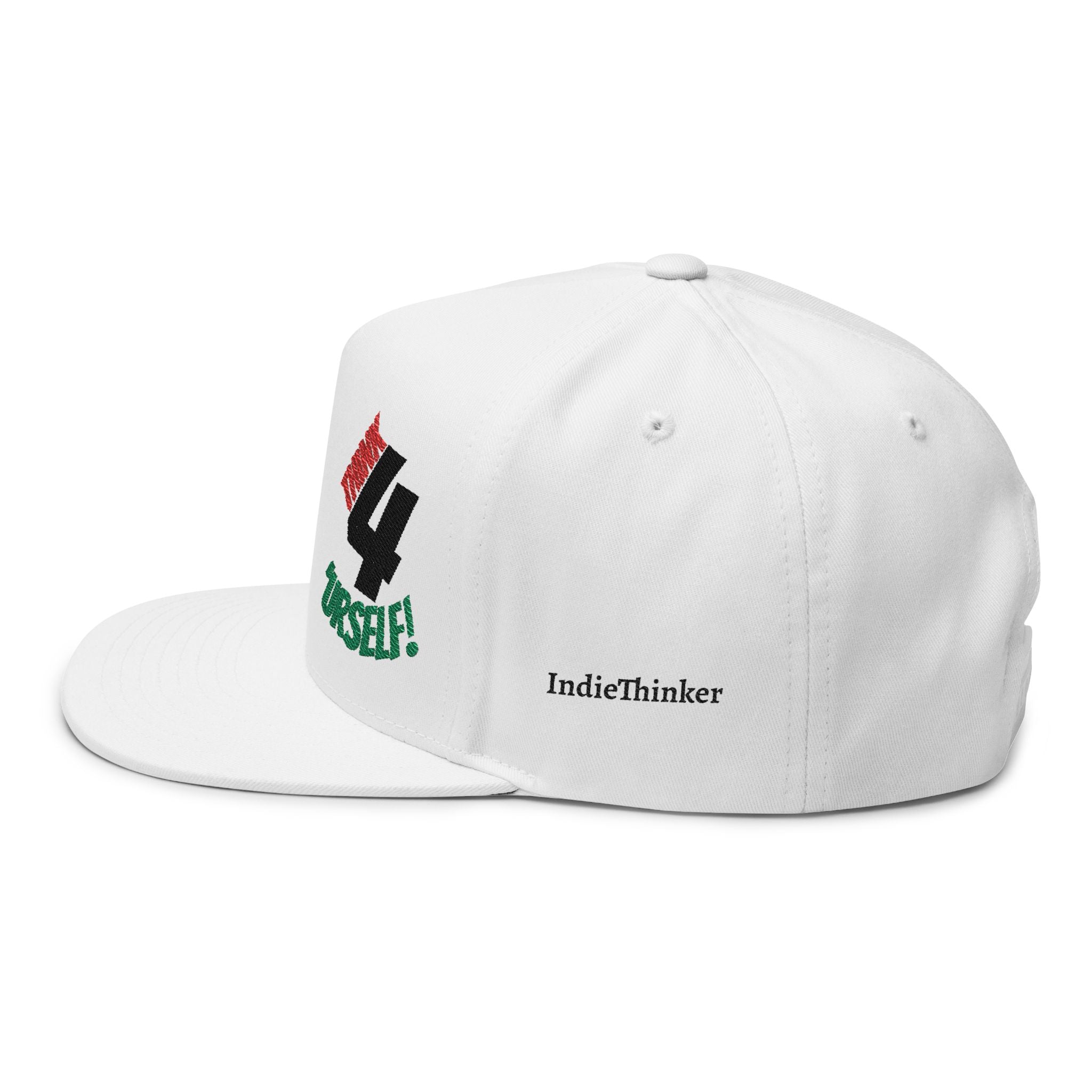 Expression of Culture Flat Bill Cap — Embroidered "Think 4 'Urself!" Snapback