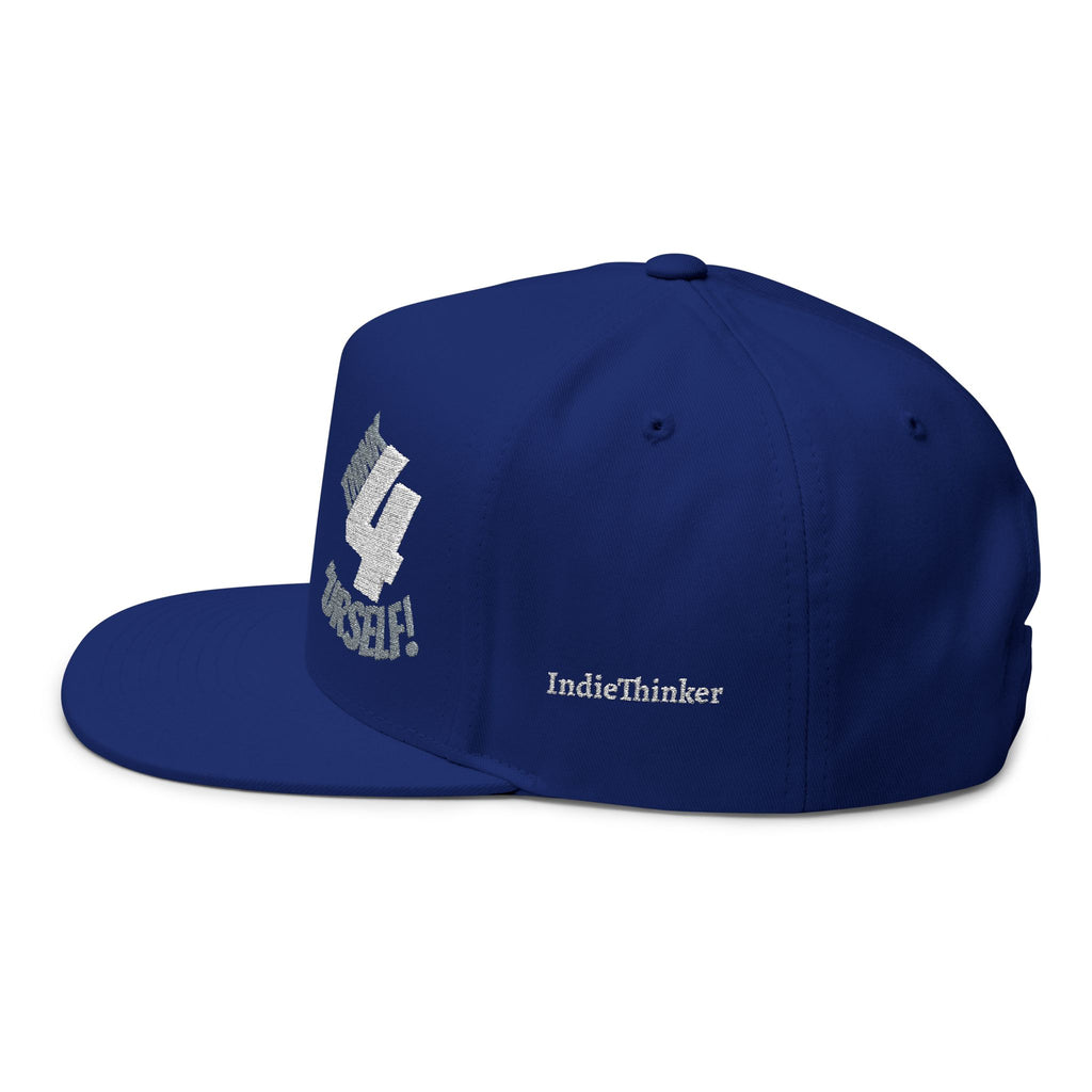 Expression of Calmness Flat Bill Cap — Embroidered "Think 4 'Urself!" Snapback