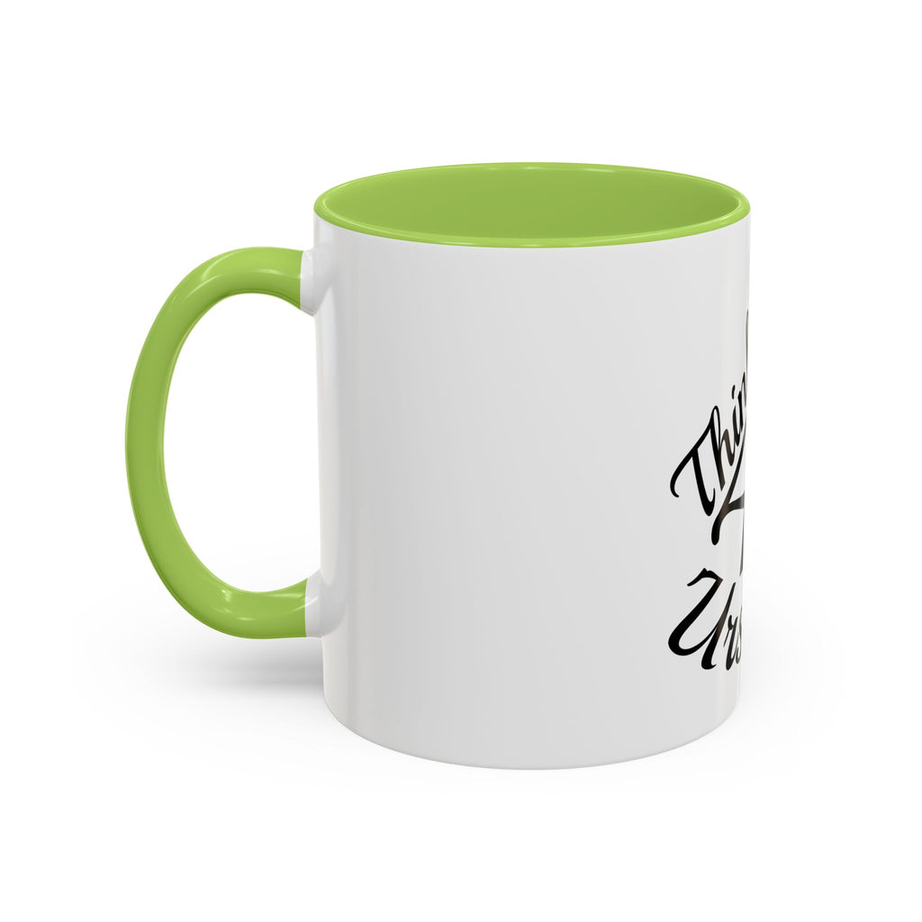 Think 4 Urself Accent Coffee Mug — Motivational Black & White Ceramic Mug