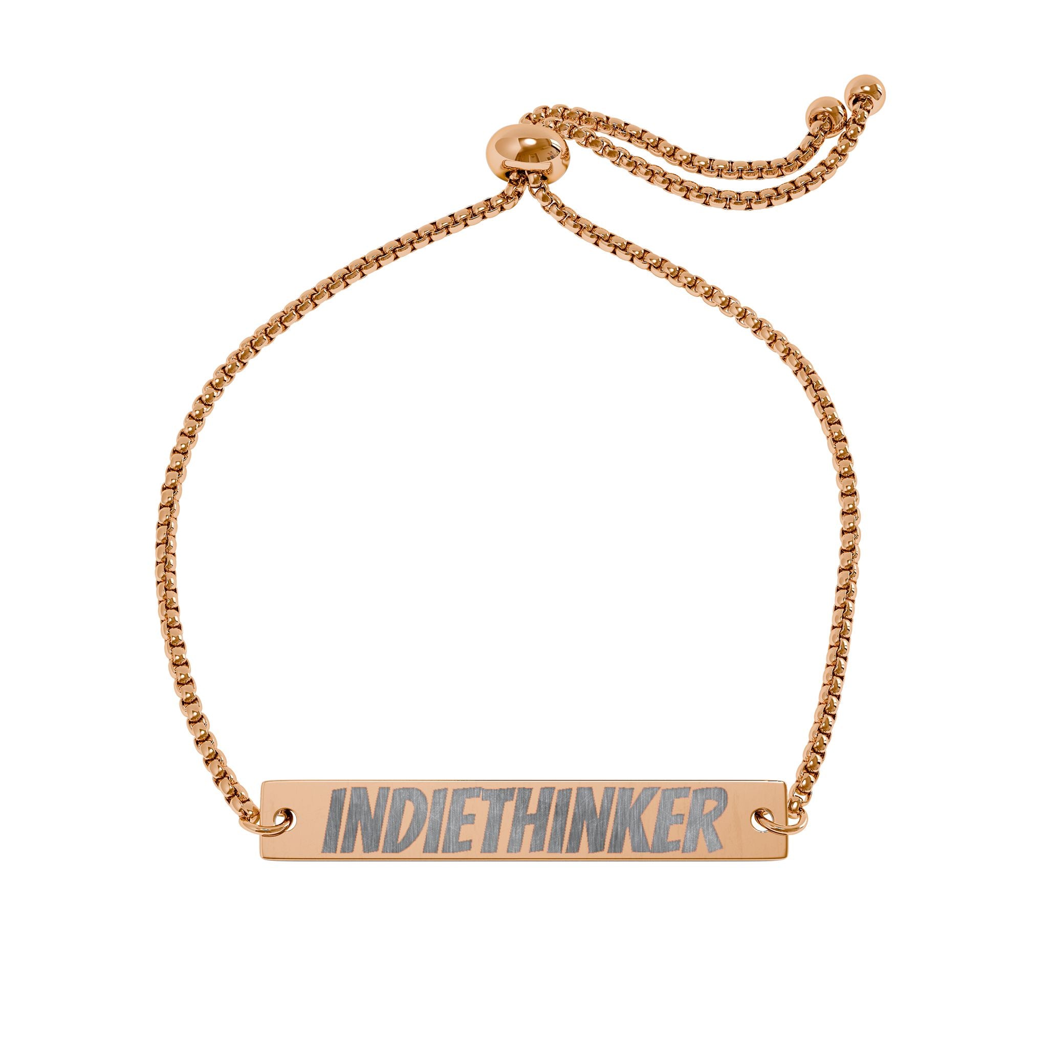 Engravable Flat Bar Bracelet — "INDIE THINKER" Adjustable Personalized Bracelet