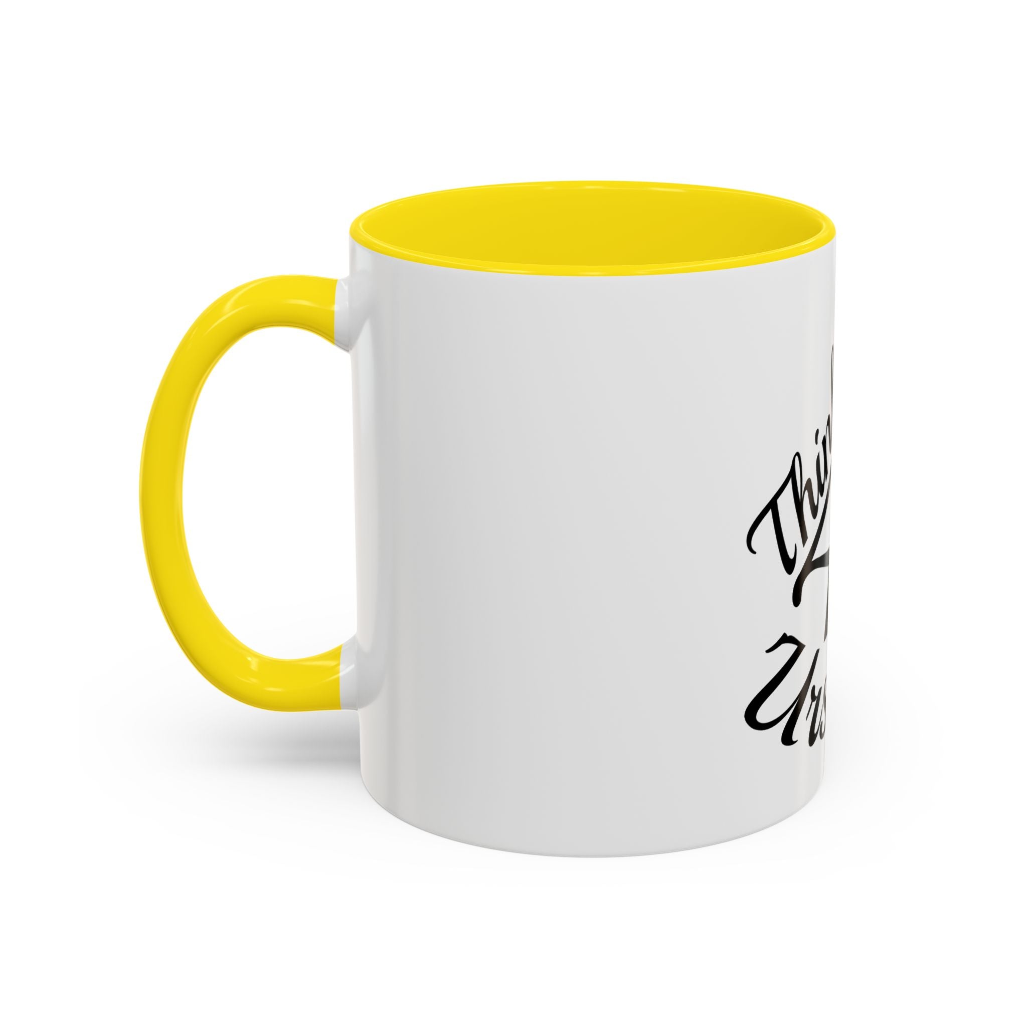 Think 4 Urself Accent Coffee Mug — Motivational Black & White Ceramic Mug