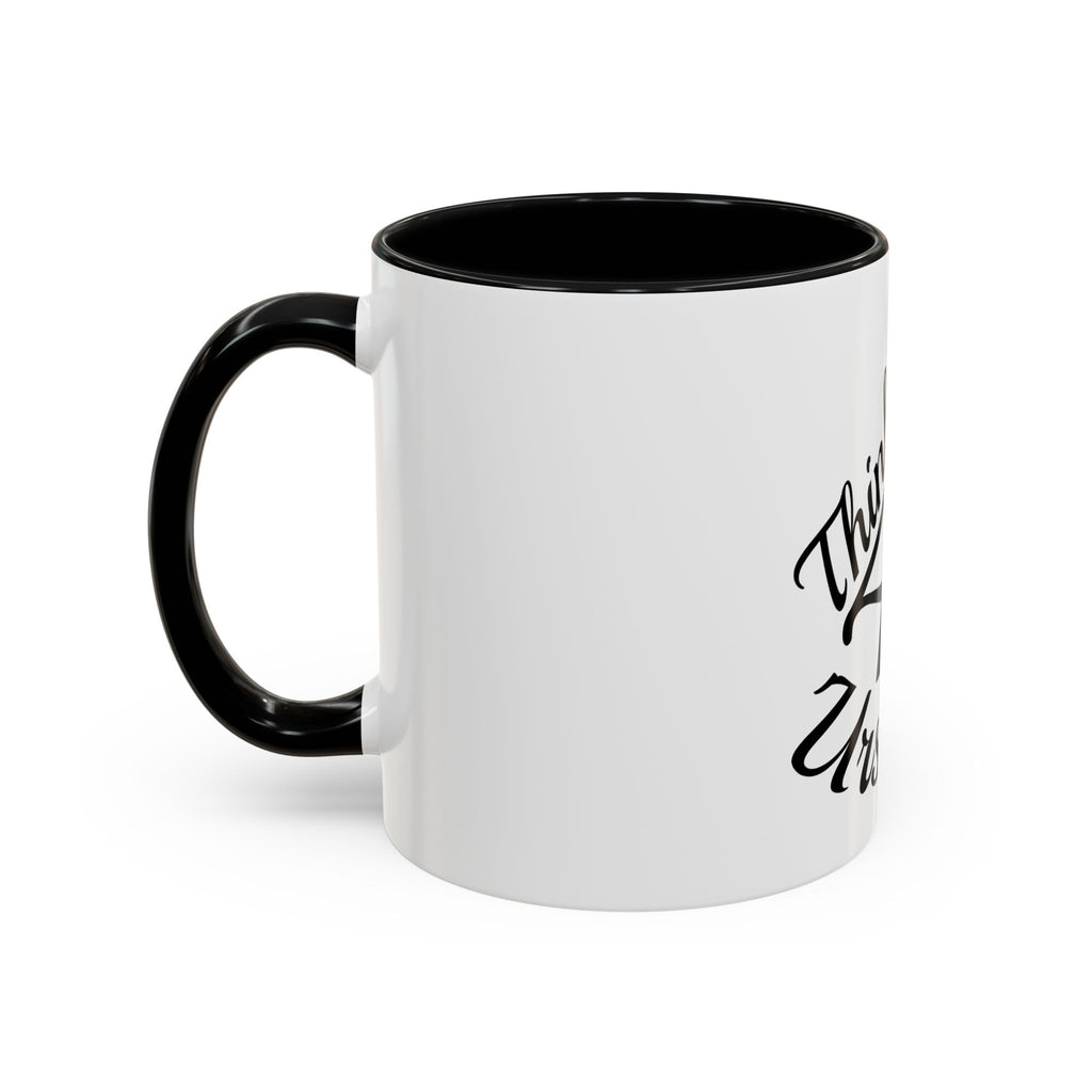 Think 4 Urself Accent Coffee Mug — Motivational Black & White Ceramic Mug