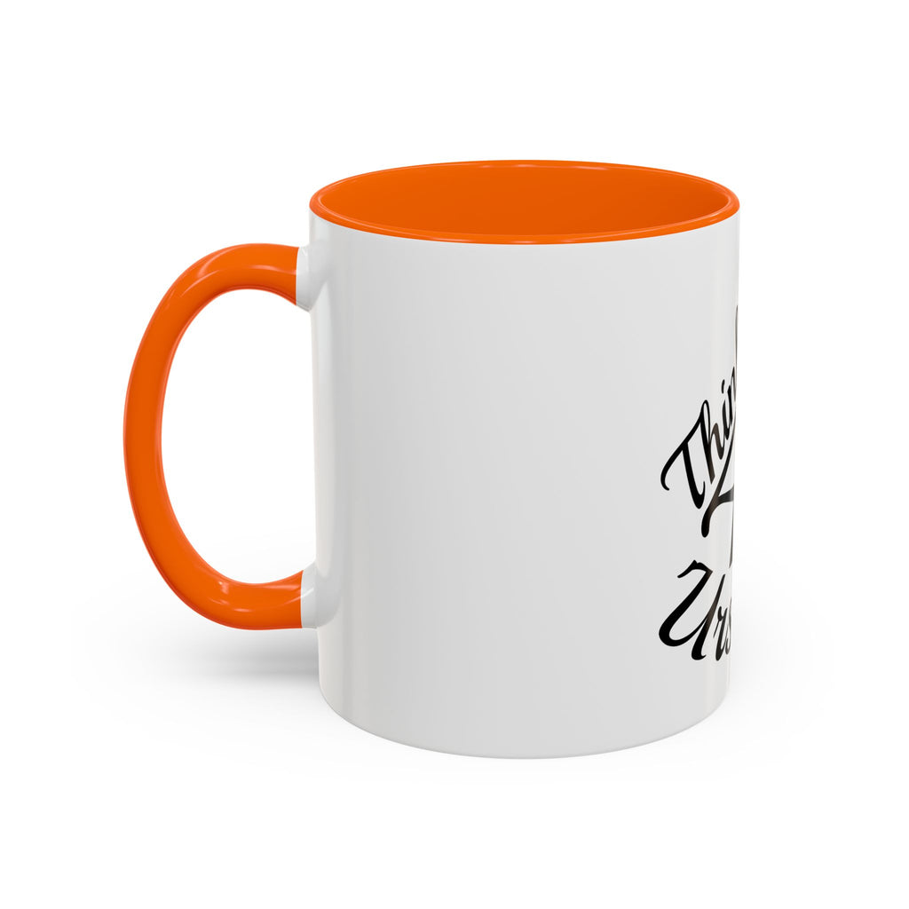 Think 4 Urself Accent Coffee Mug — Motivational Black & White Ceramic Mug