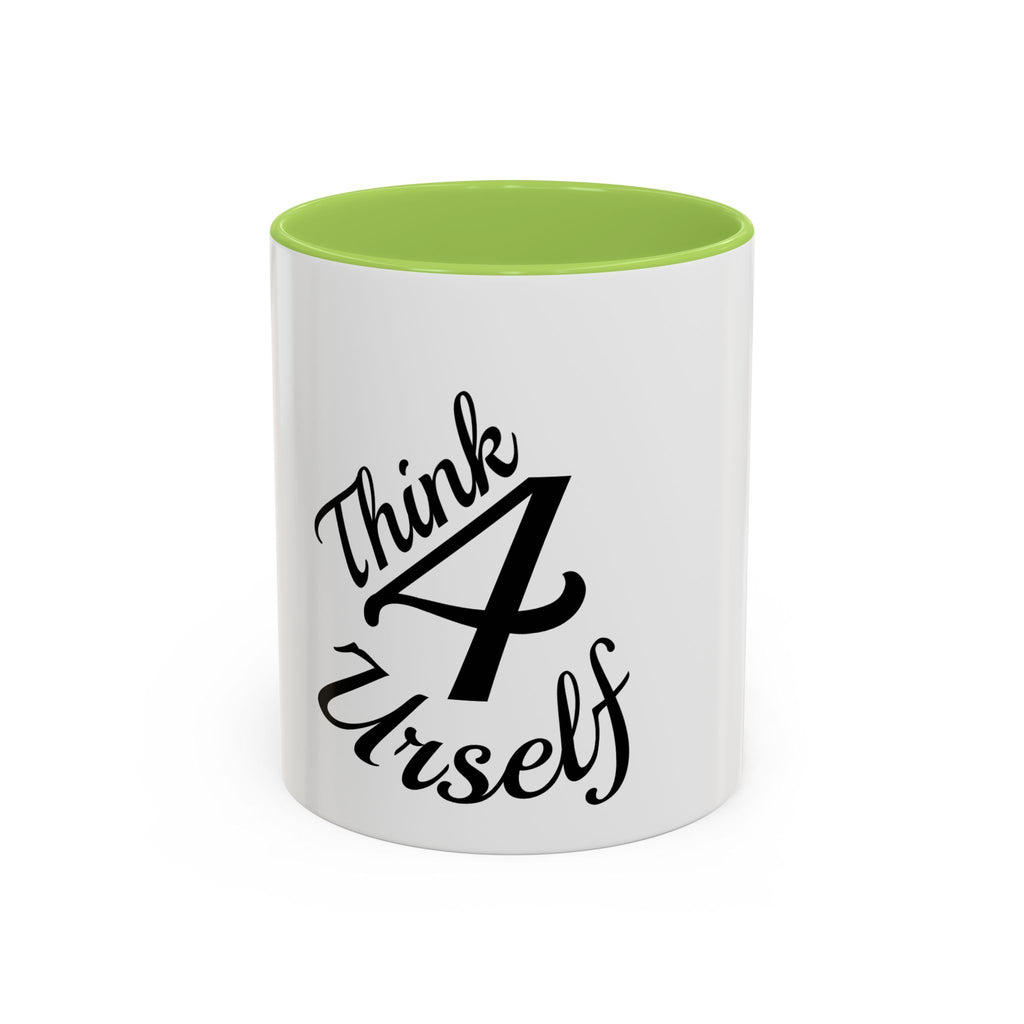 Think 4 Urself Accent Coffee Mug — Motivational Black & White Ceramic Mug